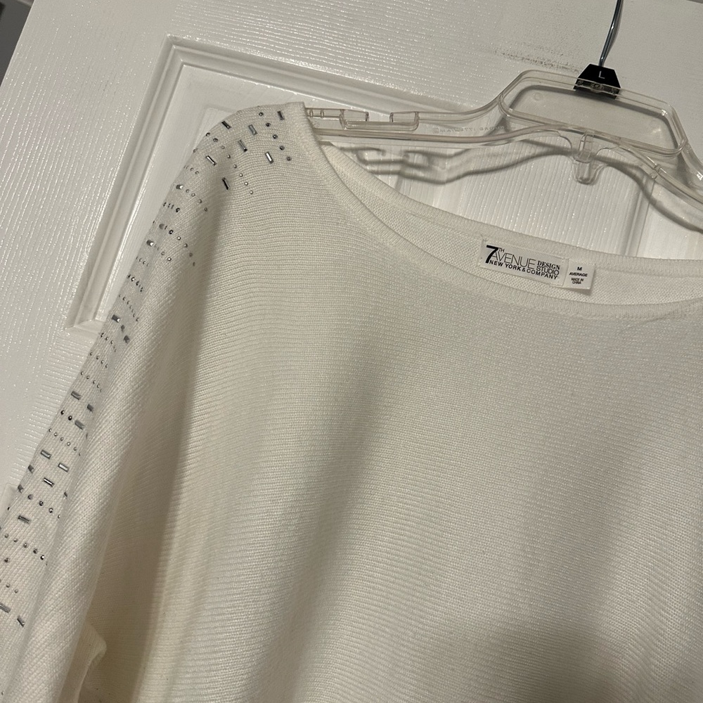 New York and Company 7th Avenue Design Studio Silver Accent Sweater - Picture 4 of 15